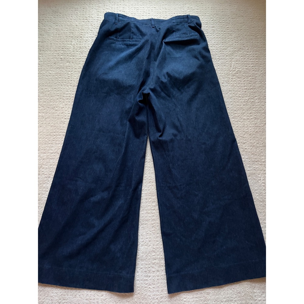 Halara Super Wide Leg Jeans XL Blue Denim Stretch Patch Pocket Coastal Retro